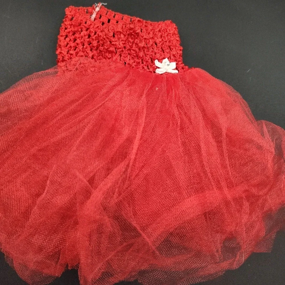 Dog Tutu Hot RED Skirt Elastic Waist Small-Dog-Types Sm-Size SEQUIN SPARKLE‎
